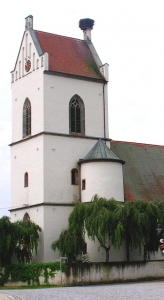 Storchennest auf der Kirche St. Jakobus Muhr